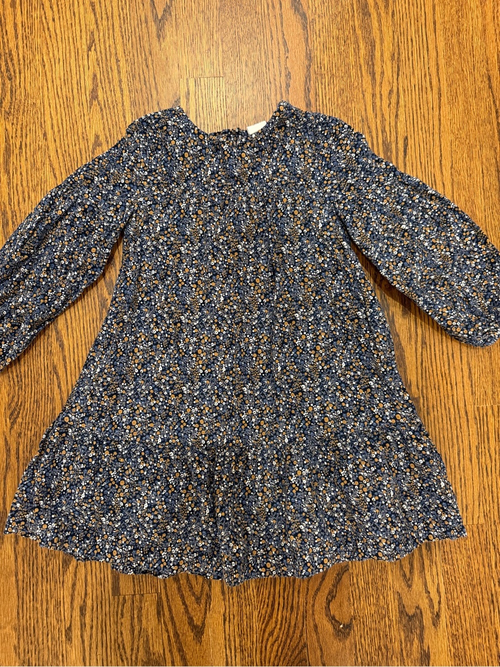GAP Navy Floral Long-Sleeve Corduroy Casual Dress - Picture 1 of 3